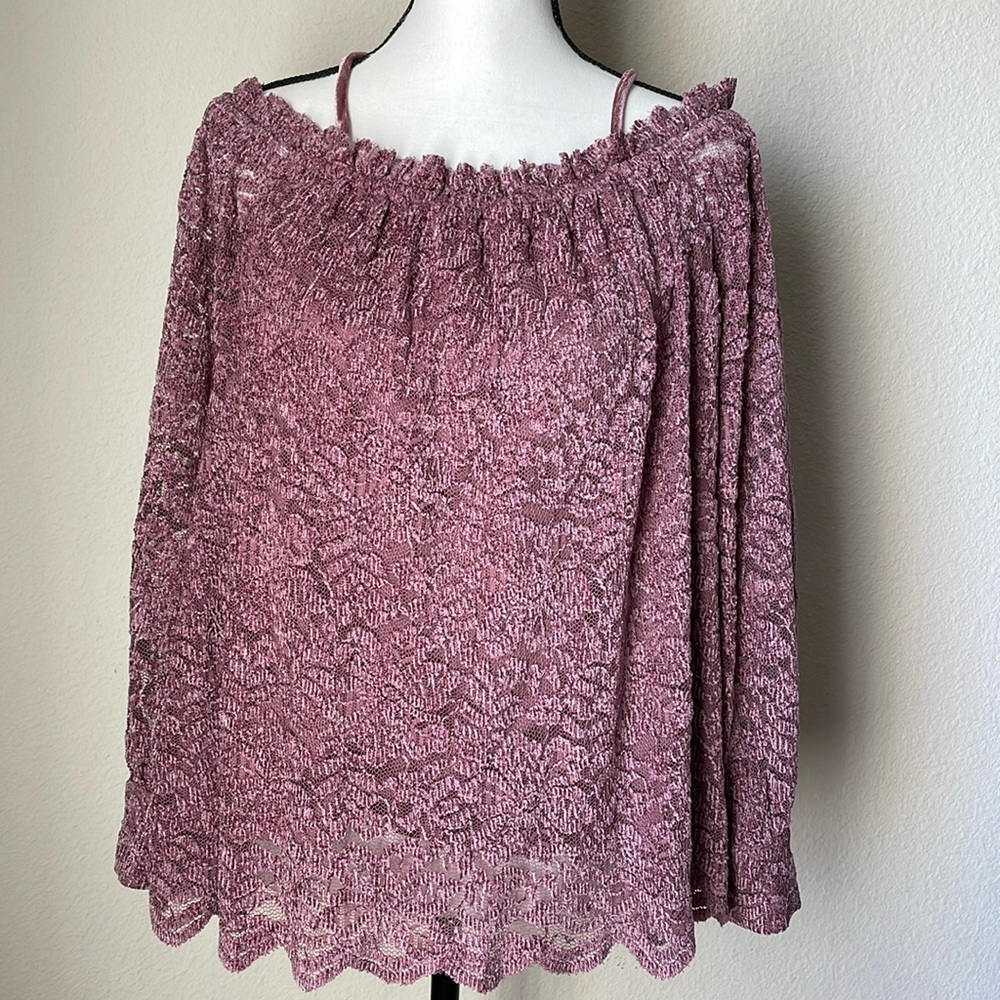 Anthropologie Pink Burnout velvet Blouse . Large . Excellent NEW Condition